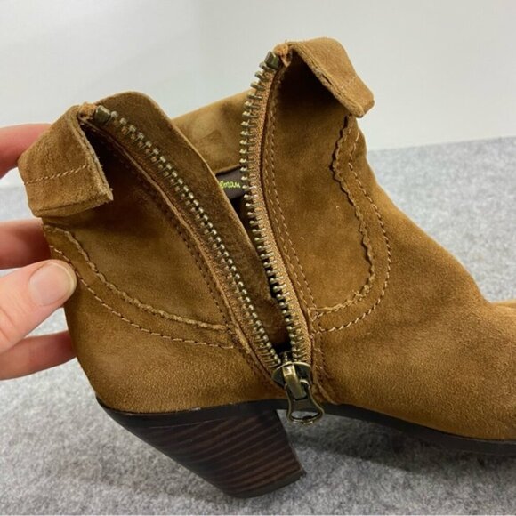 Sam Edelman Brown Suede Fringe-Trimmed Ankle Boot Bootie Women’s Size 7M - Picture 14 of 15